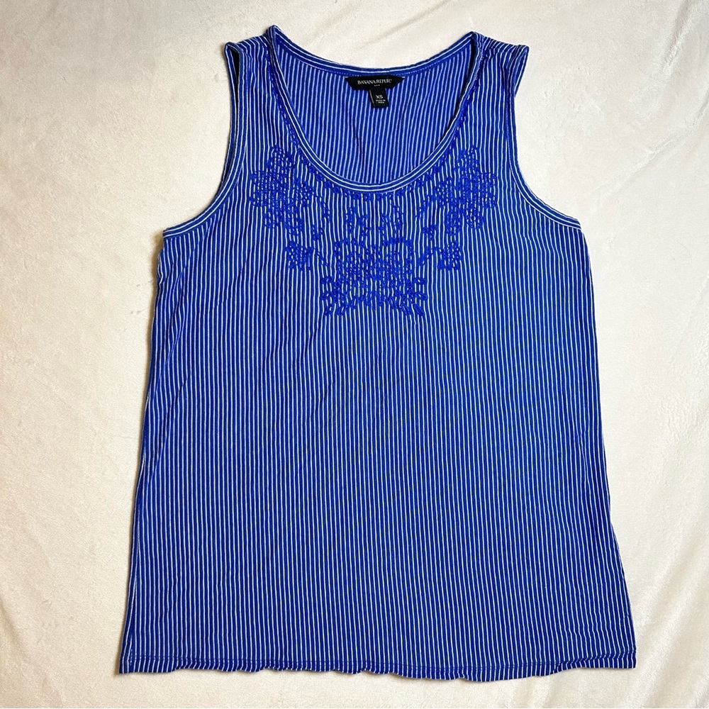 Banana Republic Striped and Embroidered Tank Top